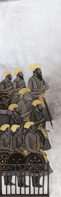 Shamsuddin Tanwri, 13 x 42 Inch, Graphite Gold and Silver Leaf on Paper, Figurative Painting, AC-SUT-076
